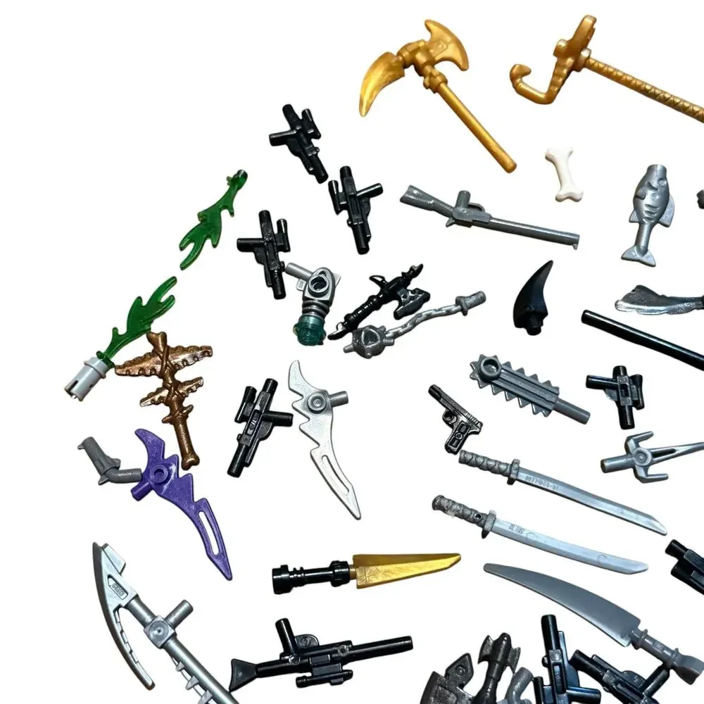 Lego Weapons Lot - Swords Guns Staffs Shields Clubs Axes